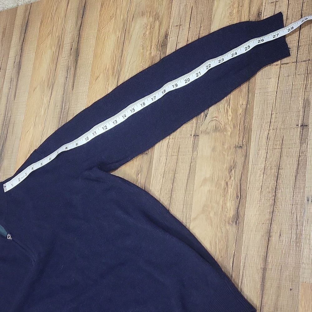 Vtg VICTOIRE HOMMES Blue Green Wool Cashmere Quarter Zip Sweater - Picture 8 of 10
